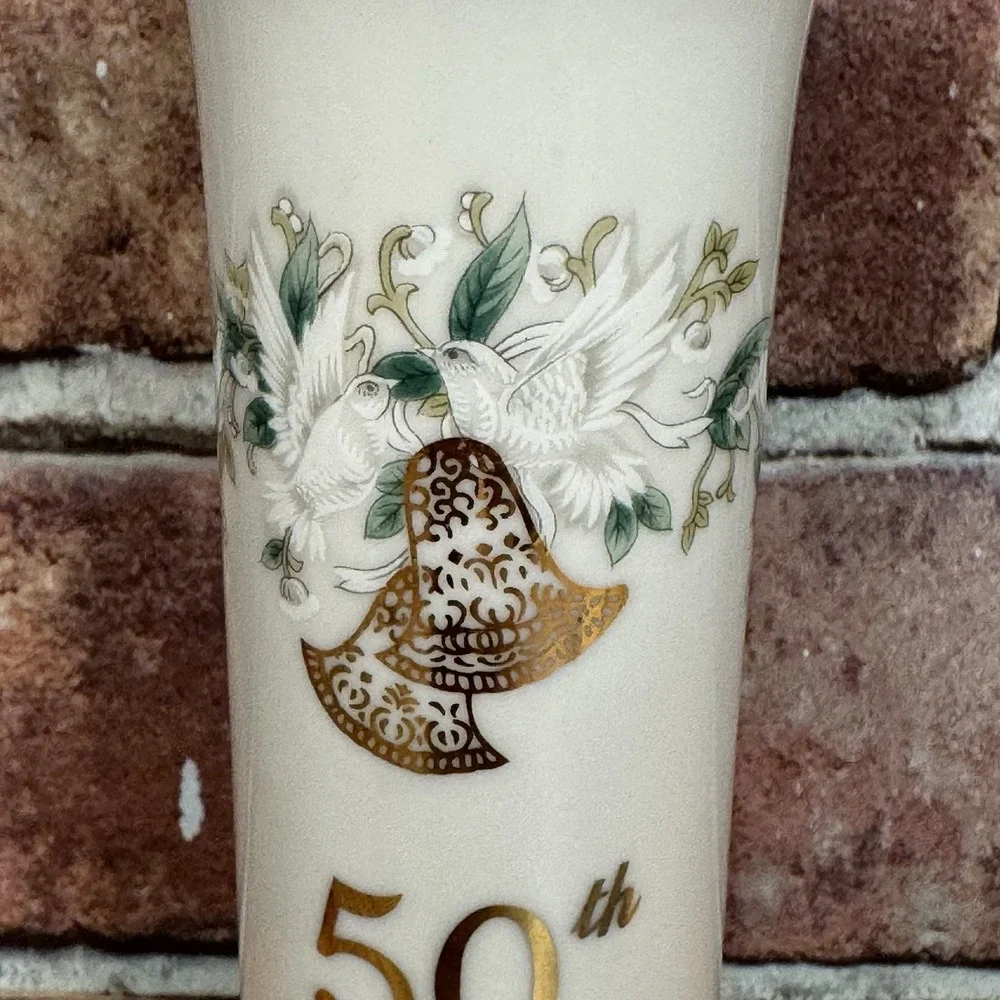 Vintage‎ LEFTON 50TH Golden Anniversary Bud Vase #1102 Japan Hand Painted